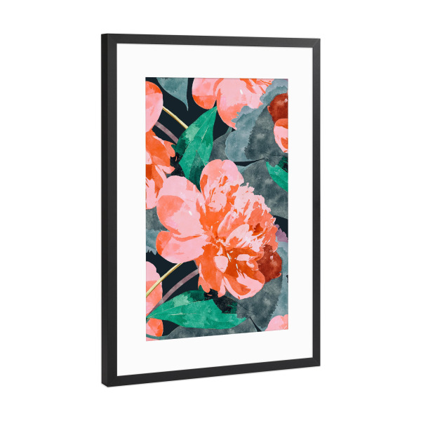 Poster mit Rahmen Schwarz (Metallic) "The Joy Of Missing Out" artboxONE - Floral - Floral,Botanical,Blossom,Bloom,Leaves,Flower