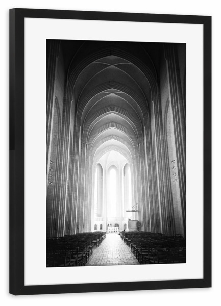 Poster mit Rahmen schwarz "Grundtvigskirken" artboxONE - Schwarzweiß,Architektur - Grundtvigskirken,Copenhagen,Church,God,Denmark