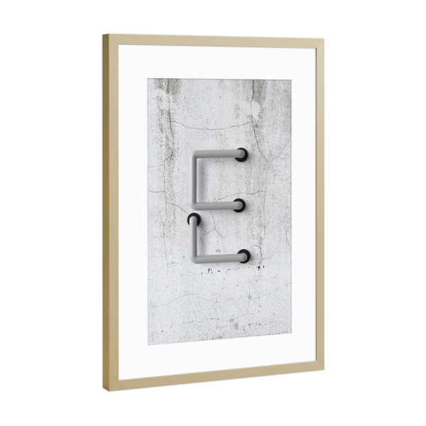 Poster mit Rahmen Gold "Neon Alphabet Off - E" artboxONE - Buchstaben / E - Buchstabenset-neon2,Buchstabe-e,E,Abc,Neon sign,Neon art