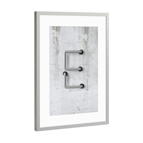 Poster mit Rahmen Silber "Neon Alphabet Off - E" artboxONE - Buchstaben / E - Buchstabenset-neon2,Buchstabe-e,E,Abc,Neon sign,Neon art