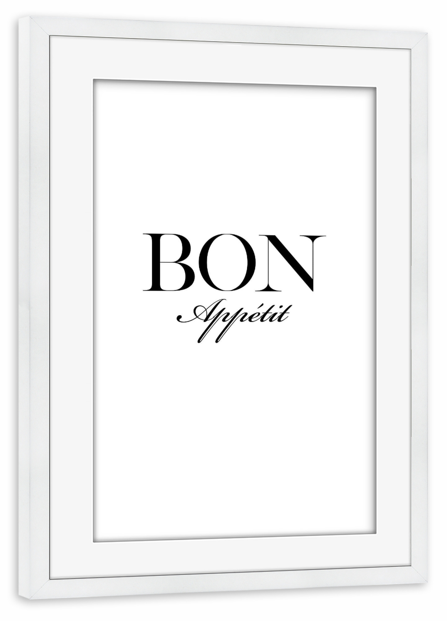 Poster mit Rahmen weiß "Bon Appétit Artwork" artboxONE - Typografie,Essen & Trinken,Schwarzweiß - Bon appétit,Food,Kitchen,Restaurant