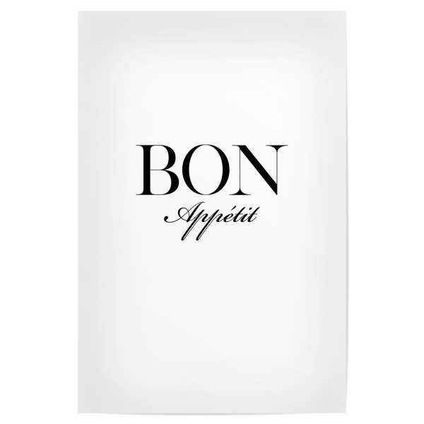 Poster 30x20 cm "Bon Appétit Artwork" artboxONE - Typografie,Essen & Trinken,Schwarzweiß - Bon appétit,Food,Kitchen,Restaurant