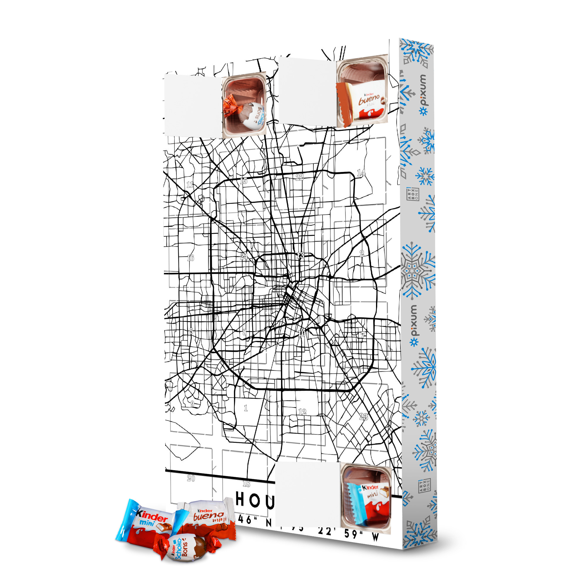 Adventskalender mit Produkten von Kinder HOUSTON TEXAS BLACK CITY MAP artboxONE Adventskalender Städte