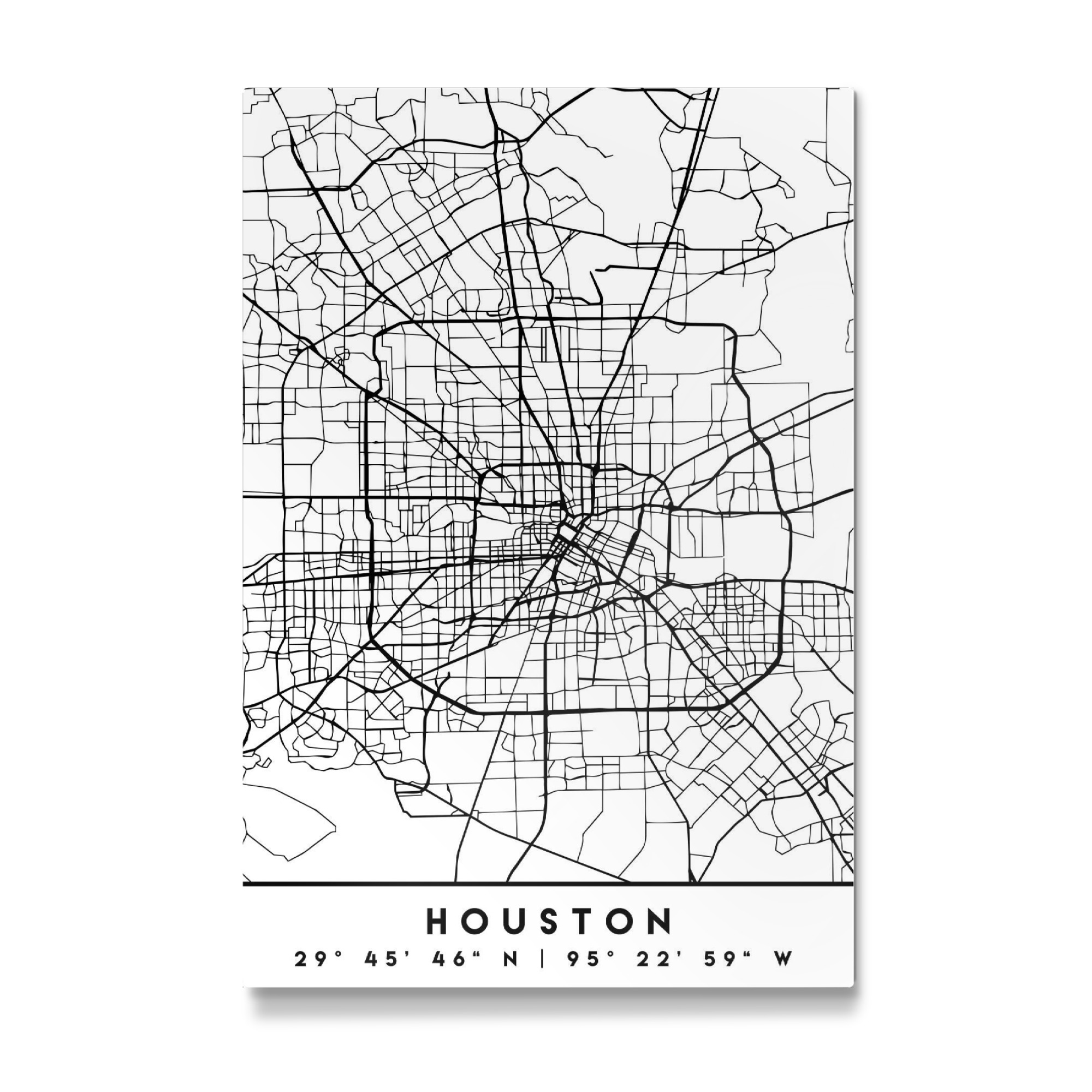 Galerie-Print "HOUSTON TEXAS BLACK CITY MAP" 75x50 cm artboxONE
