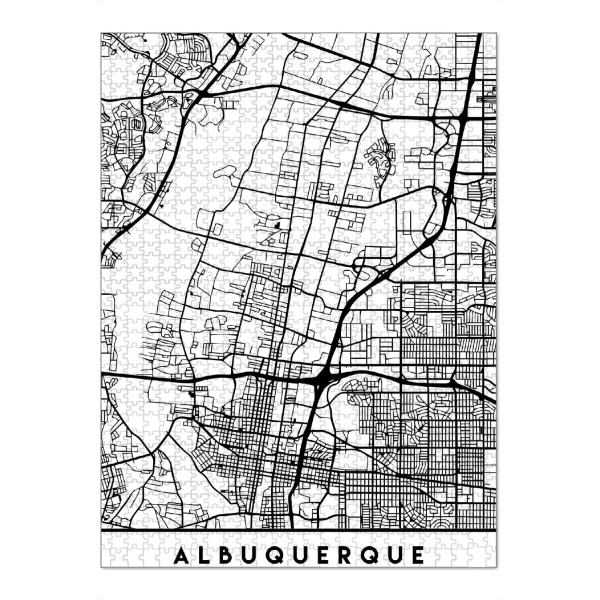 Puzzle Ravensburger "ALBUQUERQUE NEW MEXICO BLACK MAP" artboxONE - Städte,Schwarzweiß,Städte / Weitere,Kartografie
