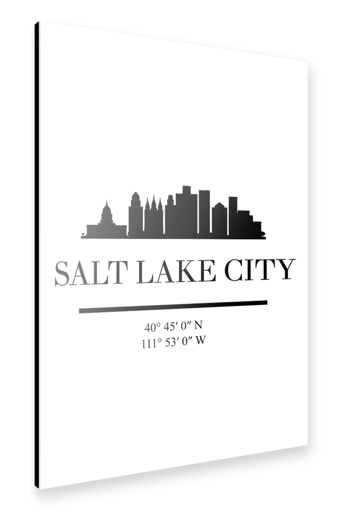 Alu-Dibond "SALT LAKE CITY UTAH BLACK SKYLINE" 75x50 cm artboxONE