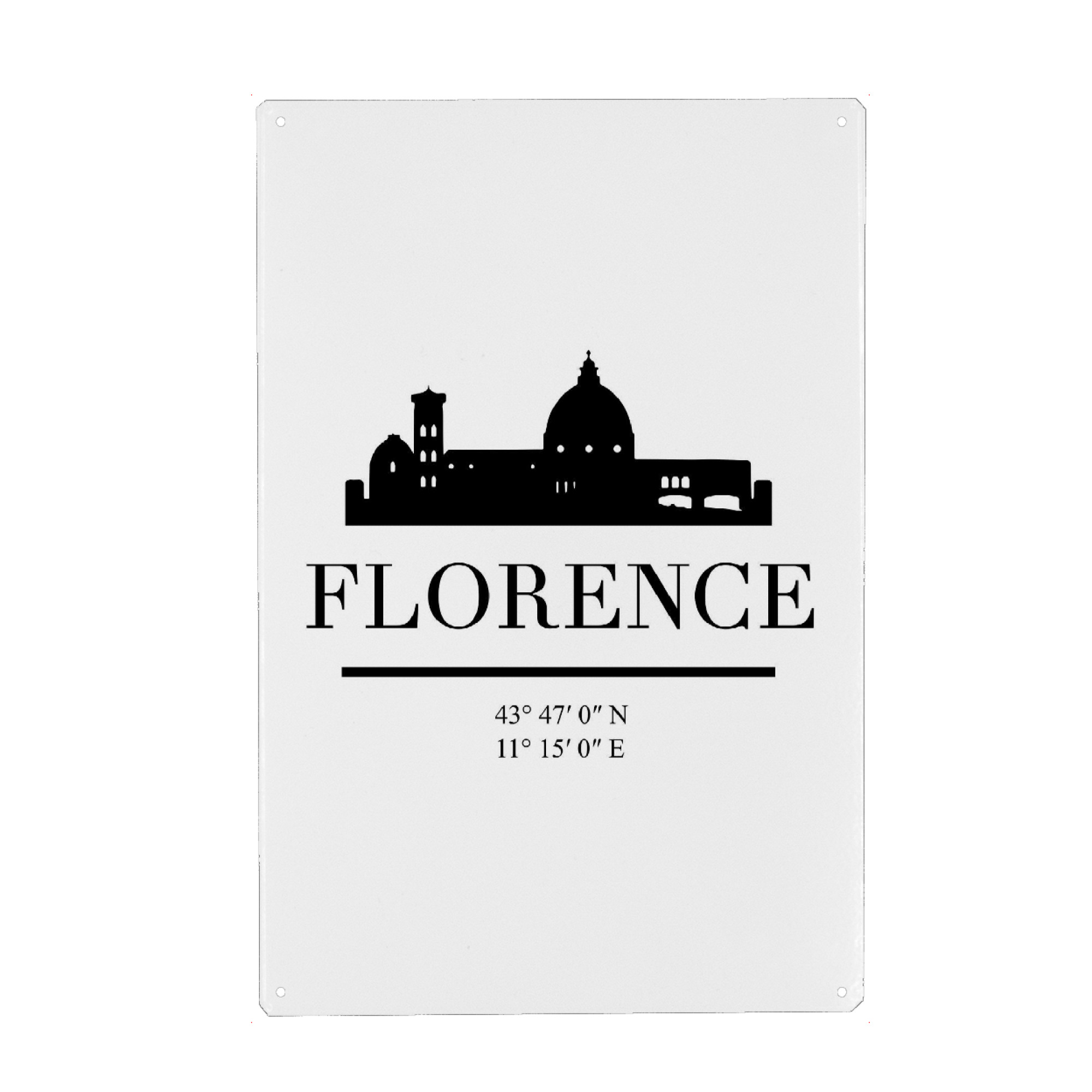 Metall Poster "FLORENCE ITALY BLACK SKYLINE ART" artboxONE - Städte,Schwarzweiß,Städte / Weitere - Florence,Florenz,Italy,Skyline,Coordinates
