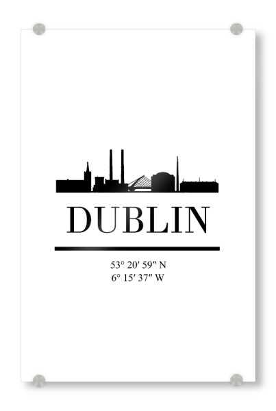 Acrylglasbild "DUBLIN IRELAND BLACK SKYLINE ART" artboxONE - Städte,Schwarzweiß,Städte / Weitere