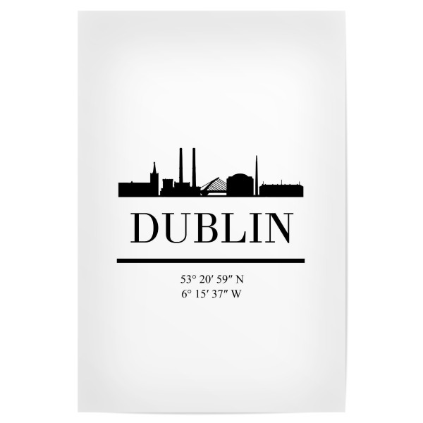 Poster "DUBLIN IRELAND BLACK SKYLINE ART" artboxONE - Städte,Schwarzweiß,Städte / Weitere