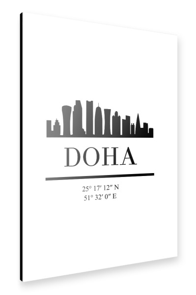 Alu-Dibond "DOHA QATAR BLACK SKYLINE ART" 30x20 cm artboxONE