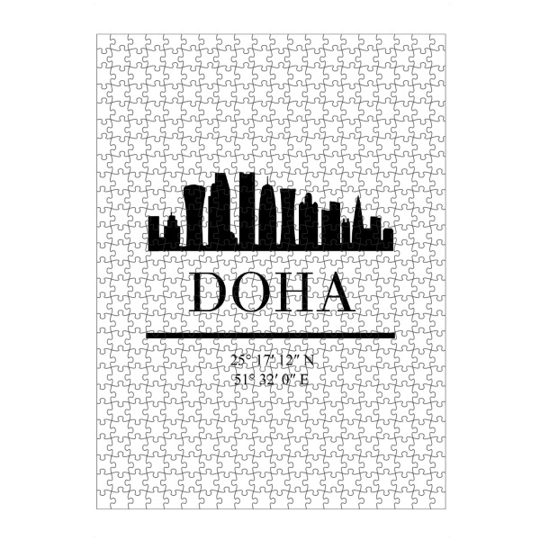 artboxONE Puzzle "DOHA QATAR BLACK SKYLINE ART" artboxONE - Städte,Reise,Schwarzweiß,Kartografie