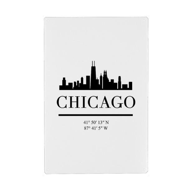 Holzbild "CHICAGO ILLINOIS BLACK SKYLINE ART" artboxONE - Städte,Schwarzweiß,Städte / Chicago