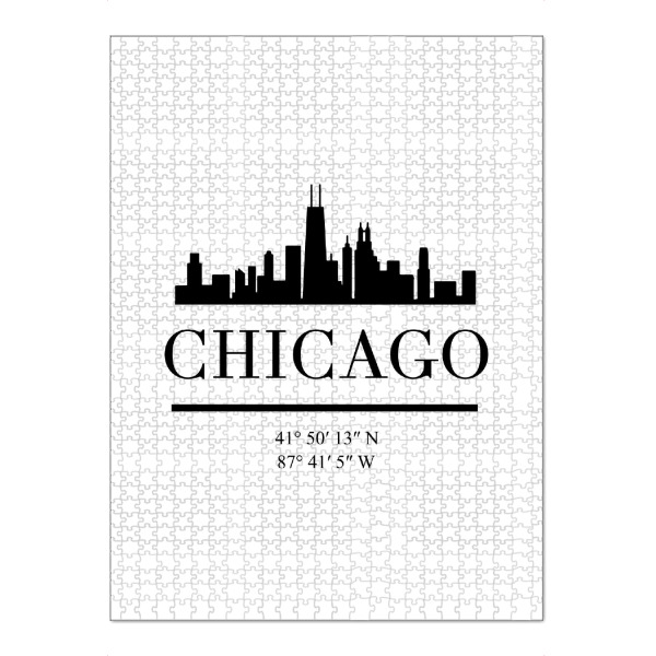 Puzzle Ravensburger "CHICAGO ILLINOIS BLACK SKYLINE ART" artboxONE - Städte,Schwarzweiß,Städte / Chicago
