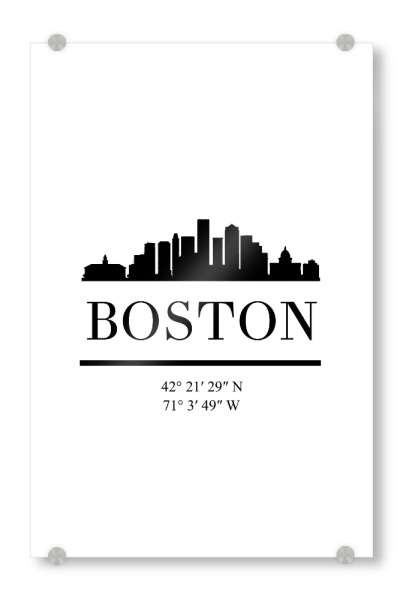 Acrylglasbild "BOSTON MASSACHUSETTS BLACK SKYLINE" artboxONE - Städte,Schwarzweiß,Städte / Boston