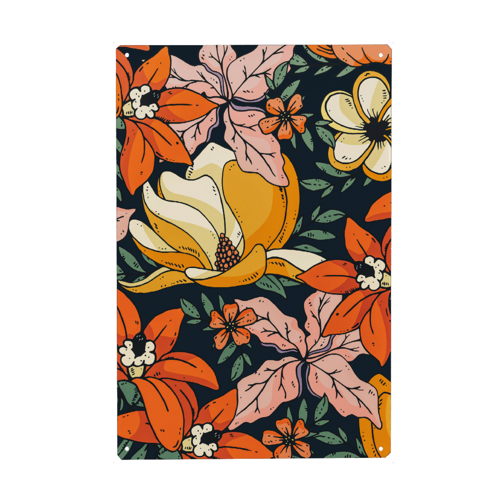 Metall Poster "Night Forest-II" artboxONE - Floral - Pattern,Floral,Fall,Flowers,Coral,Living coral,Leaf - Blechschild