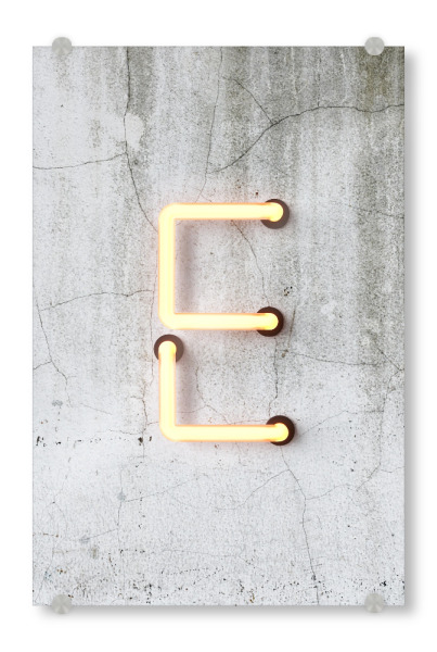 Acrylglasbild "Neon Alphabet On - E" artboxONE - Buchstaben / E - Buchstabenset-neon1,Buchstabe-e,E,Neon sign,Neon art,Alphabet