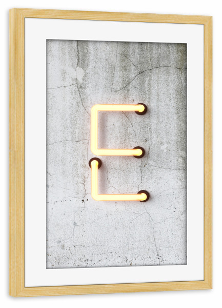 Poster mit Rahmen kiefer "Neon Alphabet On - E" artboxONE - Buchstaben / E - Buchstabenset-neon1,Buchstabe-e,E,Neon sign,Neon art,Alphabet