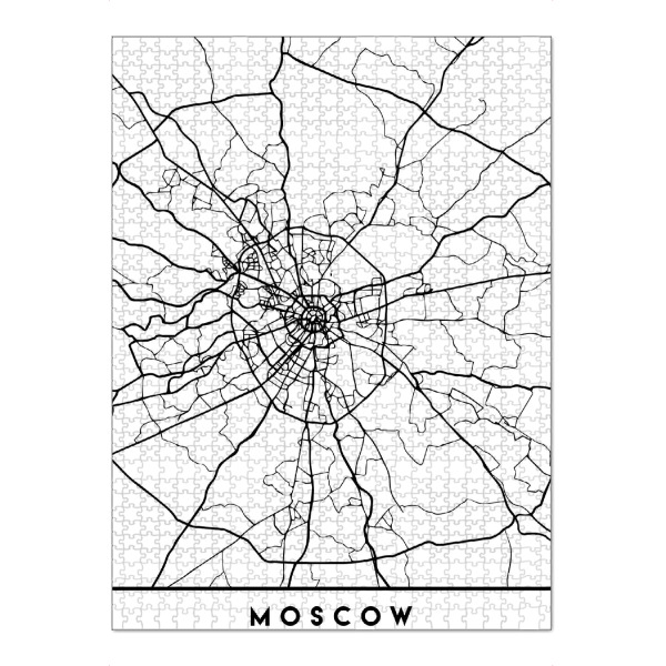 Puzzle Ravensburger "MOSCOW RUSSIA BLACK CITY MAP" artboxONE - Städte,Reise,Schwarzweiß,Städte / Weitere,Kartografie