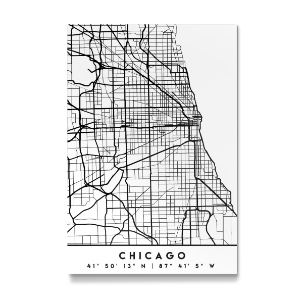 Galerie-Print "CHICAGO ILLINOIS BLACK CITY MAP" 30x20 cm artboxONE