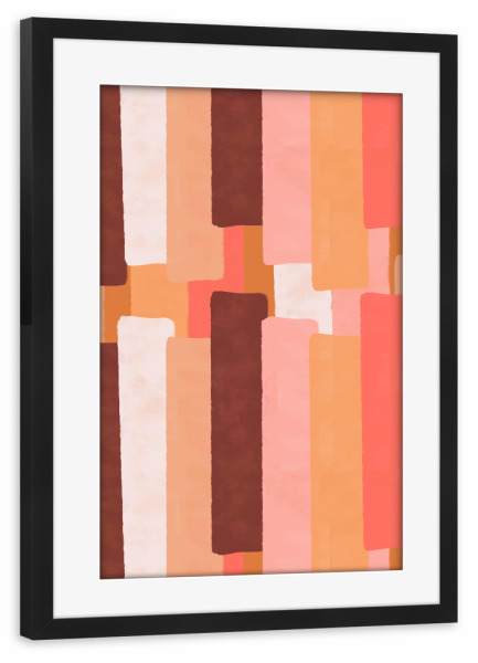 Poster mit Rahmen schwarz "Line In Coral" artboxONE - Abstrakt - Living coral,Brush strokes,Pantone 2019