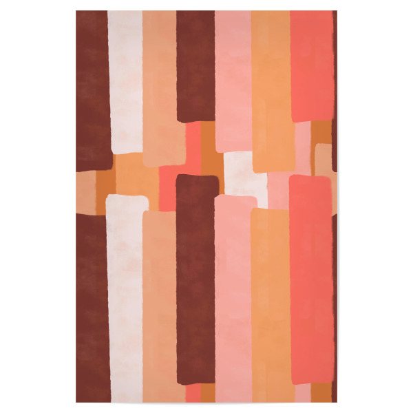 Poster 30x20 cm "Line In Coral" artboxONE - Abstrakt - Living coral,Brush strokes,Pantone 2019