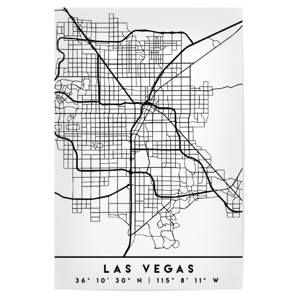 Poster "LAS VEGAS NEVADA BLACK CITY MAP" artboxONE - Städte,Schwarzweiß,Städte / Las Vegas,Kartografie
