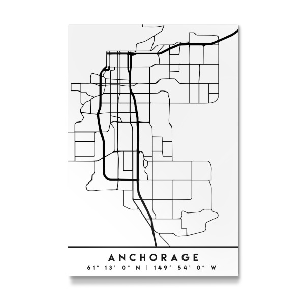 Galerie-Print "ANCHORAGE ALASKA BLACK CITY MAP" 30x20 cm artboxONE