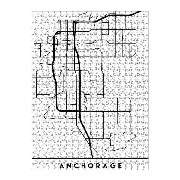 artboxONE Puzzle "ANCHORAGE ALASKA BLACK CITY MAP" artboxONE - Städte,Reise,Schwarzweiß,Städte / Weitere,Kartografie