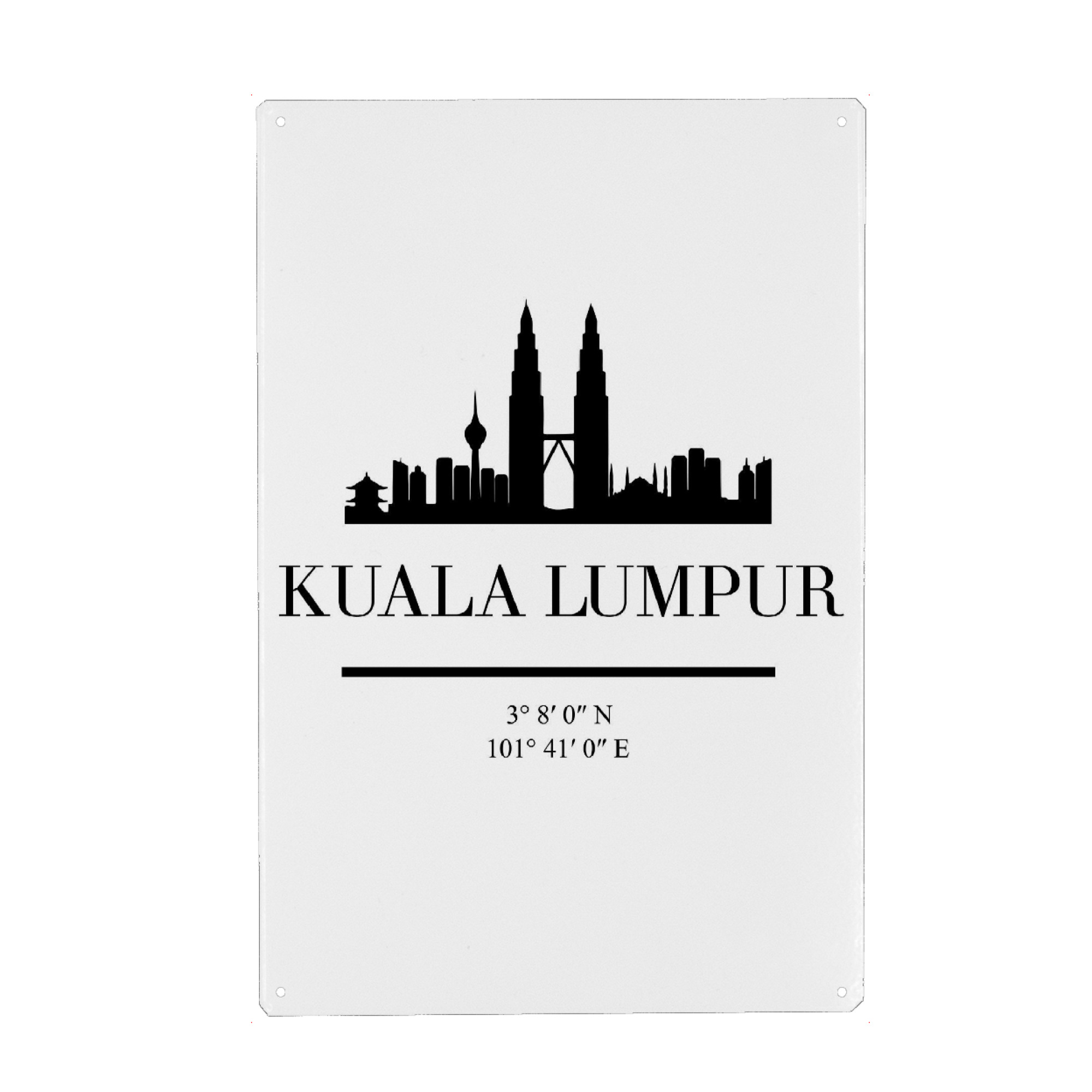 Metall Poster "KUALA LUMPUR MALAYSIA SKYLINE ART" artboxONE - Städte,Schwarzweiß,Städte / Weitere