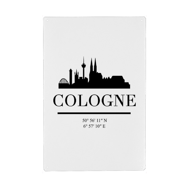 Holzbild "COLOGNE GERMANY BLACK SKYLINE ART" artboxONE - Städte,Städte / Köln,Schwarzweiß - Cologne,Germany,Skyline,Coordinates