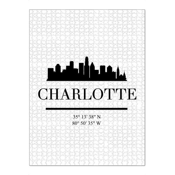 Puzzle Ravensburger "CHARLOTTE NORTH CAROLINA BLACK" artboxONE - Städte,Reise,Schwarzweiß,Städte / Weitere,Kartografie