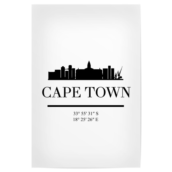 Poster "CAPE TOWN SOUTH AFRICA SKYLINE" artboxONE - Städte,Schwarzweiß,Städte / Weitere - Cape town,South africa,Africa,Skyline,Coordinates