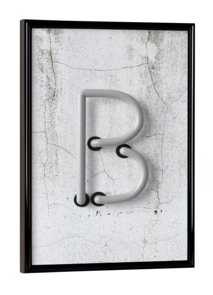 Poster mit schwarzem Rahmen "Neon Alphabet Off - B" artboxONE - Buchstaben / B - Buchstabenset-neon2,Buchstabe-b,B,Abc,Alphabet,Neon art,Lichtröhren