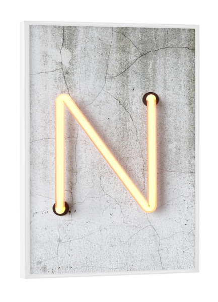 Poster mit weißem Rahmen "Neon Alphabet On - N" artboxONE - Buchstaben / N - Buchstabenset-neon1,Buchstabe-n,Alphabet,Abc,Neon sign,Neon art