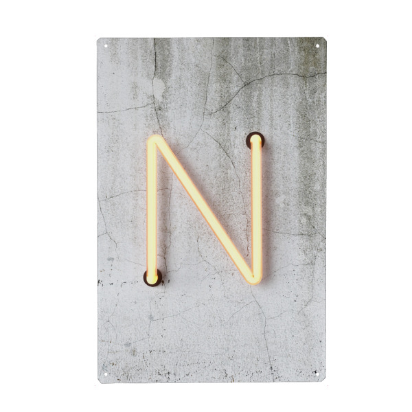 Metall Poster "Neon Alphabet On - N" artboxONE - Buchstaben / N - Buchstabenset-neon1,Buchstabe-n,Alphabet,Abc,Neon sign,Neon art - Blechschild