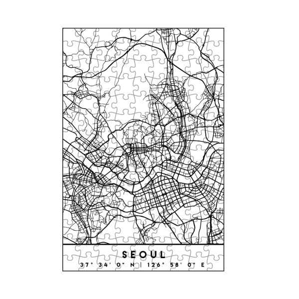 artboxONE Puzzle "SEOUL SOUTH KOREA BLACK CITY MAP" artboxONE - Städte,Reise,Schwarzweiß,Städte / Weitere,Kartografie