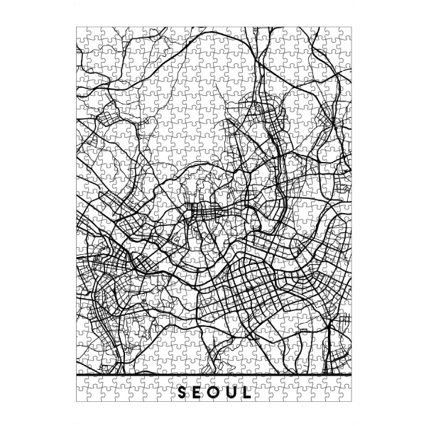 Puzzle Ravensburger "SEOUL SOUTH KOREA BLACK CITY MAP" artboxONE - Städte,Reise,Schwarzweiß,Städte / Weitere,Kartografie