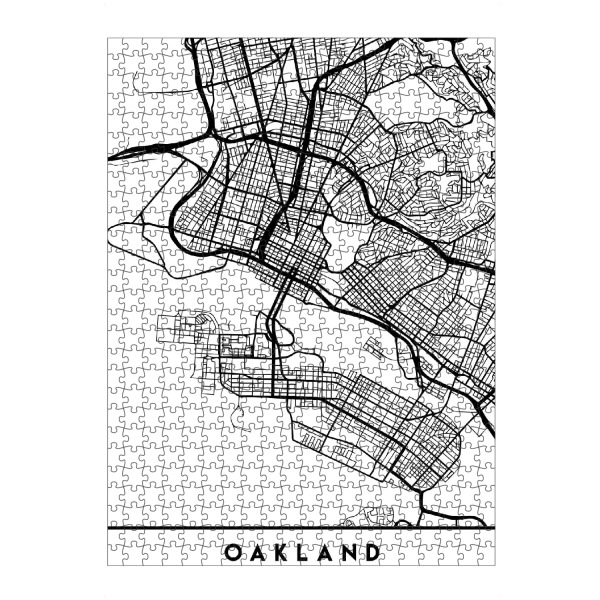 Puzzle Ravensburger "OAKLAND CALIFORNIA BLACK CITY MAP" artboxONE - Städte,Reise,Schwarzweiß,Städte / Weitere,Kartografie