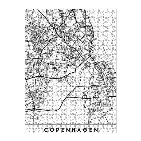 artboxONE Puzzle "COPENHAGEN DENMARK CITY MAP" artboxONE - Städte,Reise,Schwarzweiß,Städte / København,Kartografie
