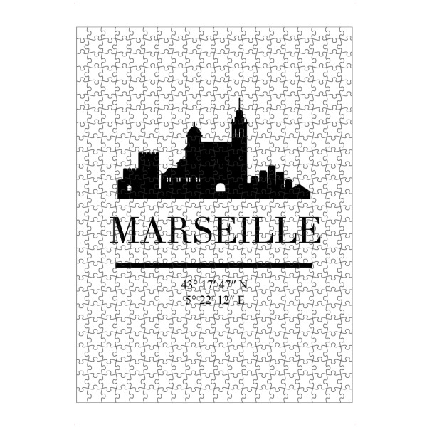 artboxONE Puzzle "MARSEILLE FRANCE BLACK SKYLINE ART" artboxONE - Städte,Reise,Schwarzweiß,Städte / Weitere,Kartografie