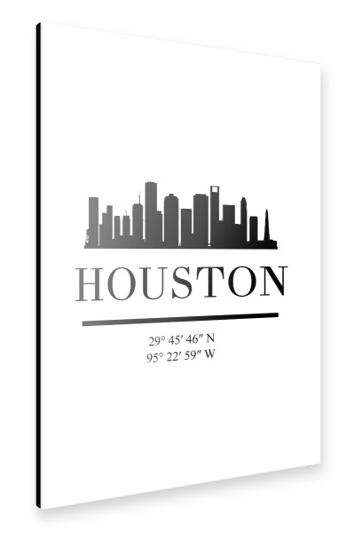 Alu-Dibond "HOUSTON TEXAS BLACK SKYLINE ART" 30x20 cm artboxONE