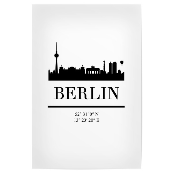 Poster 30x20 cm "BERLIN GERMANY BLACK SKYLINE ART" artboxONE - Städte,Städte / Berlin,Schwarzweiß,Kartografie