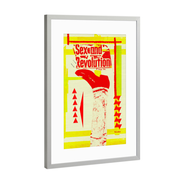 Poster mit Rahmen Silber "Sexe revolution" artboxONE - Musik,Streetart - Graphic design,Sexe,Revolution,Boots,Illustration,Collage,Yellow