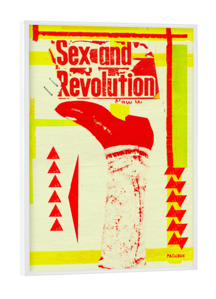 Poster mit weißem Rahmen "Sexe revolution" artboxONE - Musik,Streetart - Graphic design,Sexe,Revolution,Boots,Illustration,Collage,Yellow