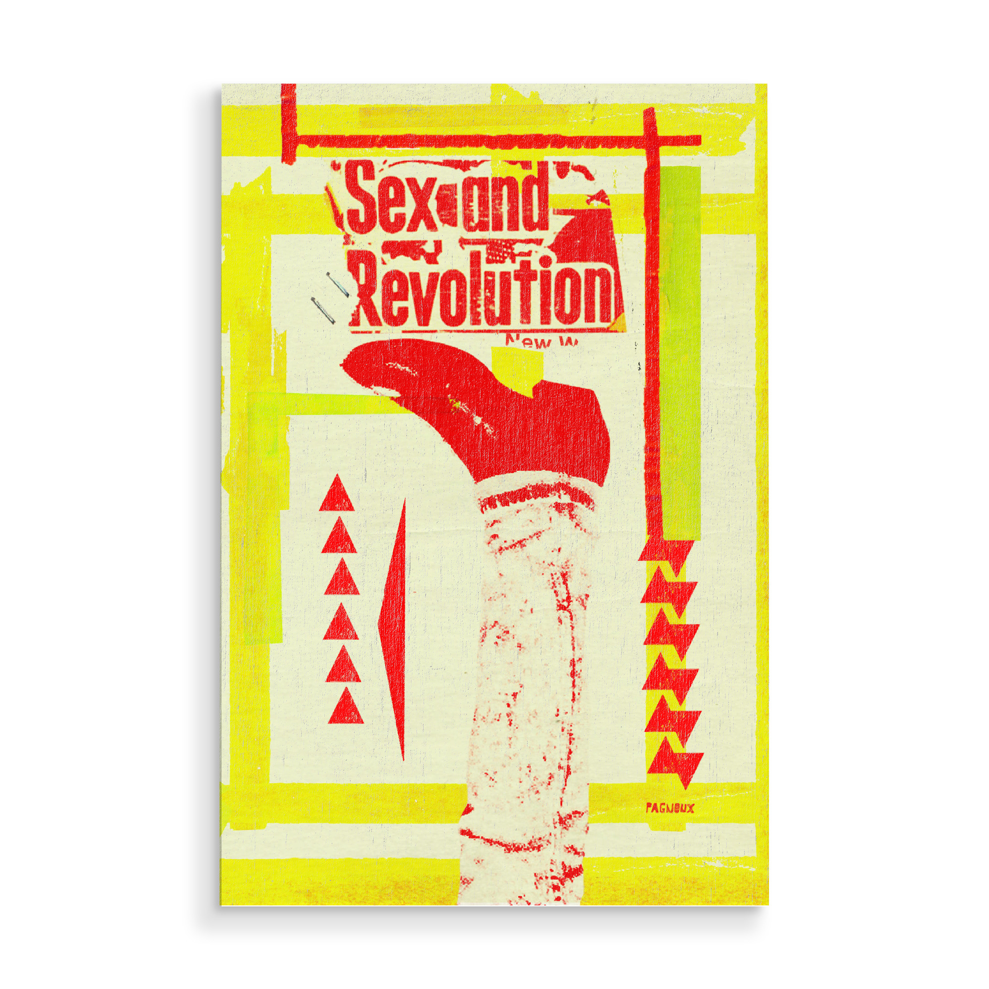 Holzbild "Sexe revolution" artboxONE - Musik,Streetart - Graphic design,Sexe,Revolution,Boots,Illustration,Collage,Yellow