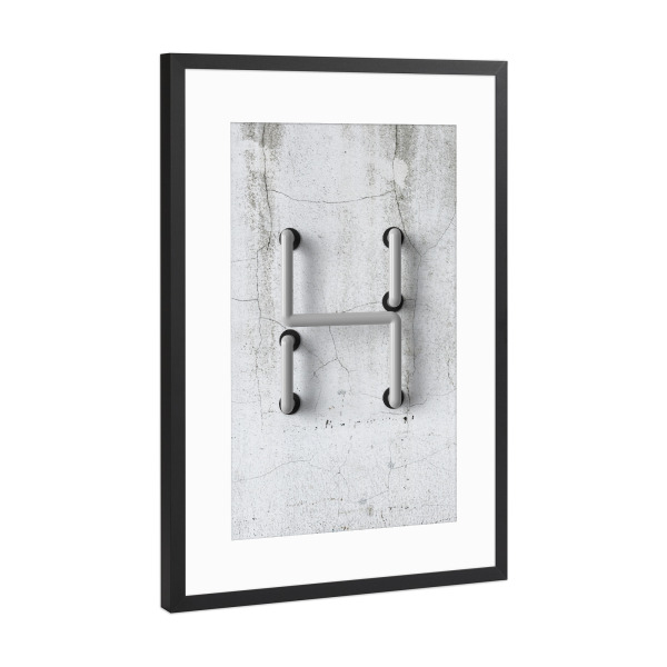 Poster mit Rahmen Schwarz (Metallic) "Neon Alphabet Off - H" artboxONE - Buchstaben / H