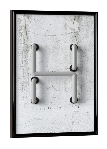 Poster mit schwarzem Rahmen "Neon Alphabet Off - H" artboxONE - Buchstaben / H - Buchstabenset-neon2,Buchstabe-h,H,Abc,Neon sign,Buchstabe,Neon art