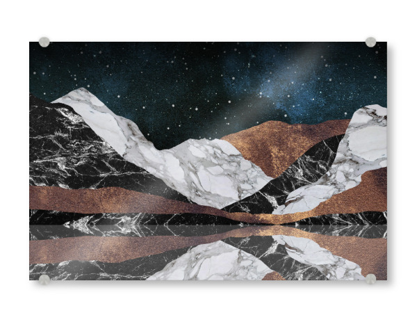 Acrylglasbild "Landscape Mountains" artboxONE - Natur,Abstrakt,Schwarzweiß,Marmor,Galaxy