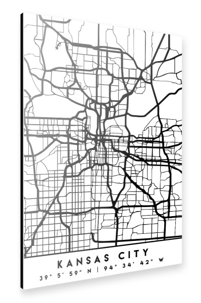 Alu-Dibond "KANSAS CITY MISSOURI CITY MAP" 30x20 cm artboxONE