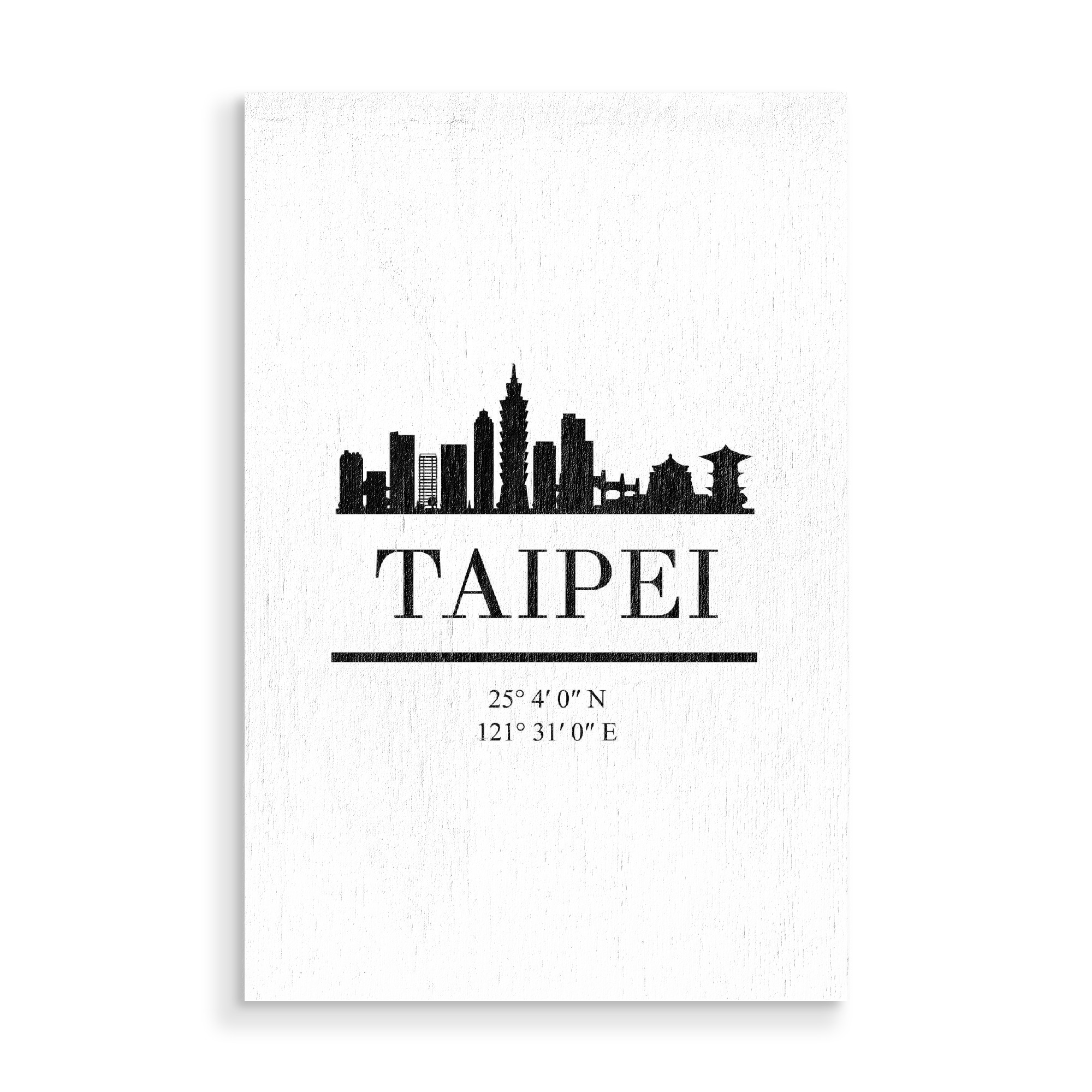 Holzbild "TAIPEI TAIWAN BLACK SKYLINE ART" artboxONE - Städte,Reise,Schwarzweiß,Städte / Weitere,Kartografie